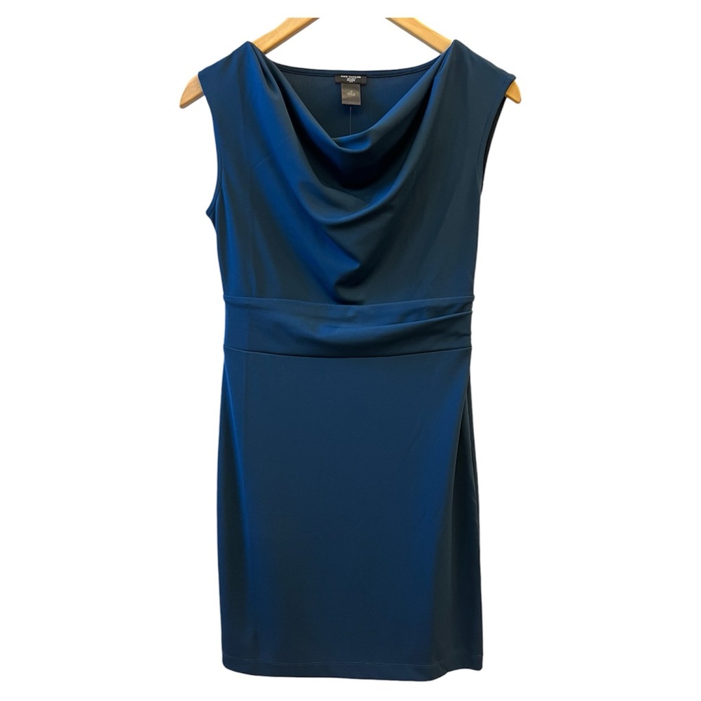 ANN TAYLOR dress petite stretch cowl neck blue cobalt NWT 4P petite side zipper
